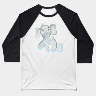 Blue grey baby elephant watercolor art Baseball T-Shirt